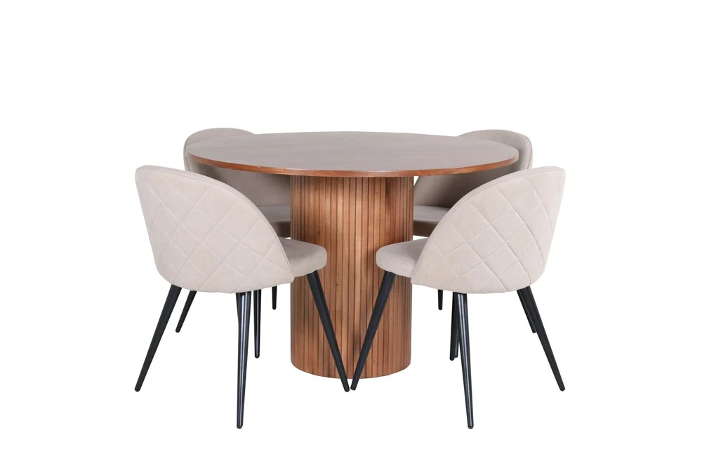 Bianca Spisegruppe 110 cm Rund med 4 Velvet Stoler v:8354599