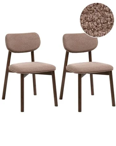 Sett med 2 spisestoler MILLS Bouclé Brun/taupe v:9657395 Sett med 2 spisestoler MILLS Bouclé Brun/taupe v:9657395