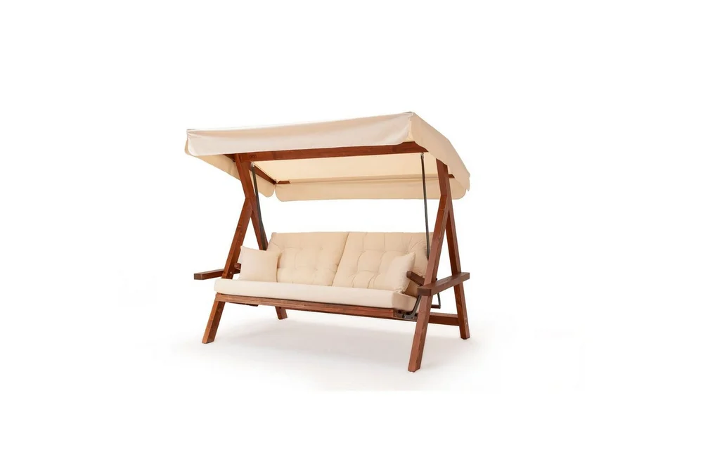 Tredobbelt hagestol Hazim Naturlig / Beige v:3312521