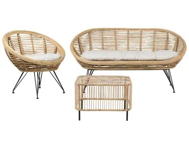 Loungesett til hagen med bord 3-seter MARATEA/CESENATICO Rotting Naturlig v:7496033