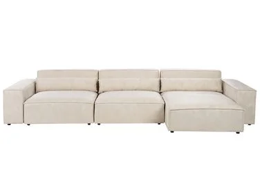 Modulær hjørnesofa 4-seters HELLNAR Fløyel Lys beige Venstrevendt v:6285295 Modulær hjørnesofa 4-seters HELLNAR Fløyel Lys beige Venstrevendt v:6285295
