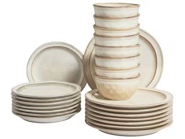 Sett med 24 serviser CHIVES Steintøy Lys beige v:1093310
