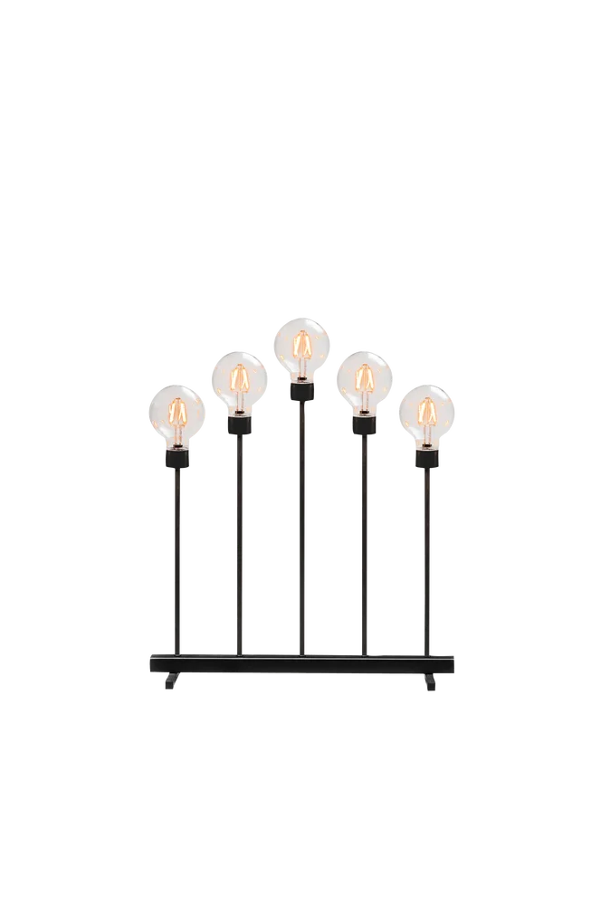 El-lysestake 5 lys met. 54 cm – Svart – Belysning | m v:7633334 El-lysestake 5 lys met. 54 cm – Svart – Belysning | m v:7633334
