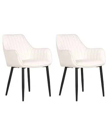 Sett med 2 spisestoler WELLSTON Fløyel Off white v:7013904
