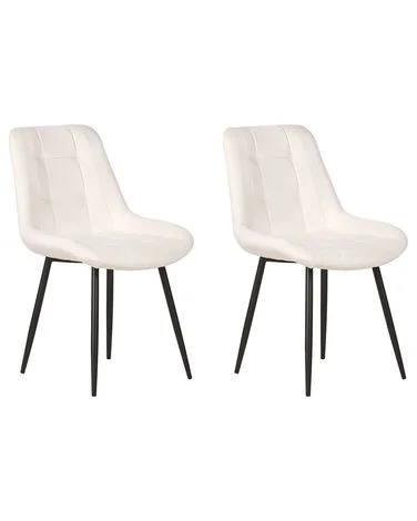 Sett med 2 spisestoler MELROSE Fløyel Off white v:8107203 Sett med 2 spisestoler MELROSE Fløyel Off white v:8107203