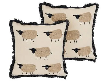 Sett med 2 pynteputer BANNU 45 x 45 cm Bouclé Beige v:9022694