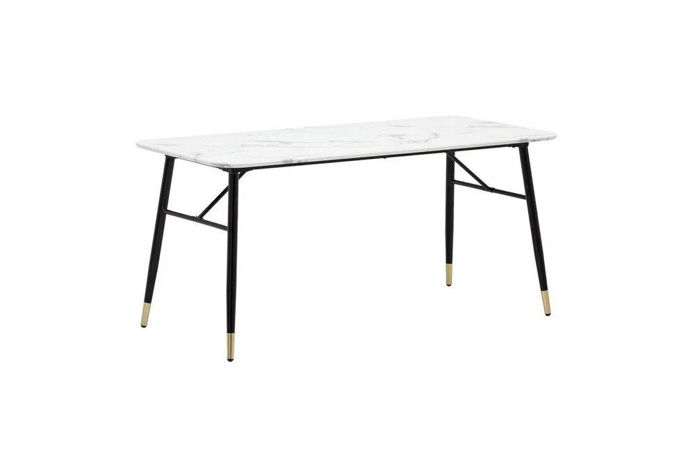 Spisebord Wohnling Moderne stil MDF med metallben med gulldetaljer Marmor, Hvit, 180x90 cm v:8708751