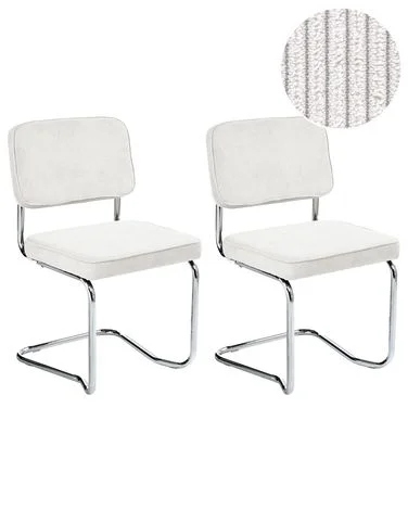 Sett med 2 spisestoler IRWIN Kordfløyel Off white v:5049467 Sett med 2 spisestoler IRWIN Kordfløyel Off white v:5049467