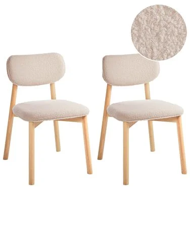 Sett med 2 spisestoler MILLS Bouclé Lysebrun/lys beige v:3062810 Sett med 2 spisestoler MILLS Bouclé Lysebrun/lys beige v:3062810