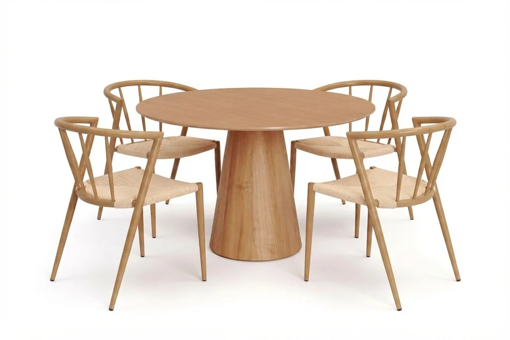 Siena spisegruppe rund 110 cm eik med 4 Winston spisestoler v:3387566