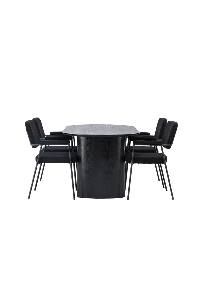 Spisegruppe Isolde med 4 stk stoler Yesterday - Svart m v:1853881