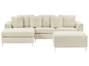 Hjørnesofa 4-seters OSLO med fotskammel Beige Høyrevendt v:5888982 Hjørnesofa 4-seters OSLO med fotskammel Beige Høyrevendt v:5888982