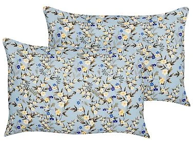 Sett med 2 utendørsputer VALLORIA Blomstermønster 40 x 60 cm Blå v:405051 Sett med 2 utendørsputer VALLORIA Blomstermønster 40 x 60 cm Blå v:405051