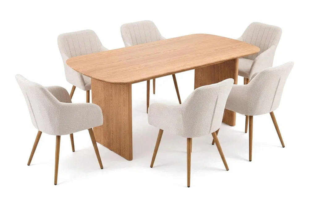 Alma spisegruppe rektangulær 180 cm eik med 6 Filippa spisestoler v:2890056 Alma spisegruppe rektangulær 180 cm eik med 6 Filippa spisestoler v:2890056