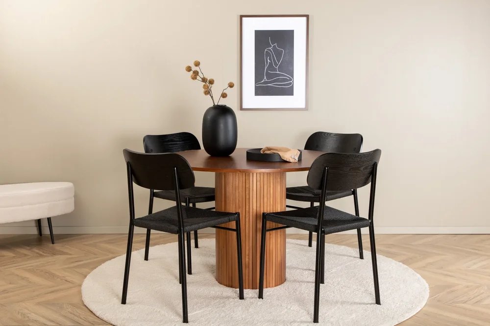 Bianca Spisegruppe 110 cm Rund med 4 Polar Stoler v:9772180