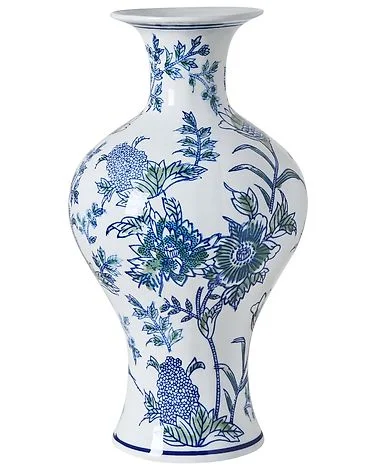 Blomstervase BERGA 36 cm Porselen Hvit/blå v:7757039