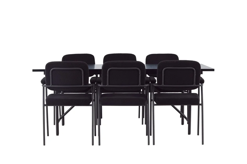 Astrid Spisegruppe 200 cm Rektangulær med 6 Yesterday Stoler v:8085938