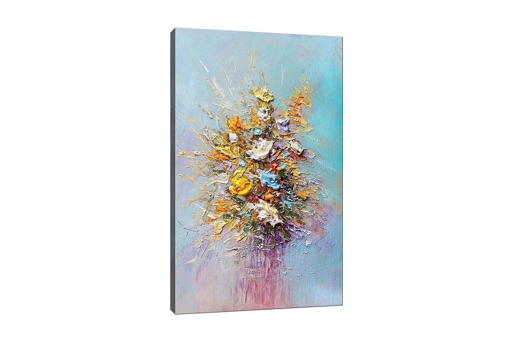 Lerretsbilde 70x100 cm - Fargerik bukett med blomster i forskjellige nyanser v:7671849