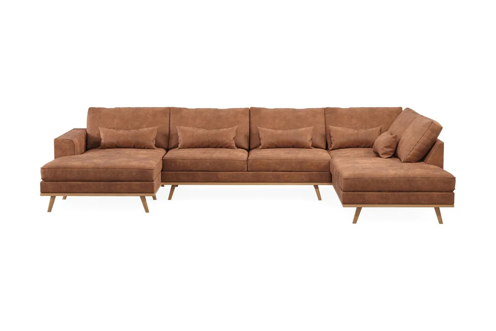 Copenhagen 5-seters Venstrevendt U-formet Large Sofa med Divan og Sjeselong i Kunstlær v:7427995