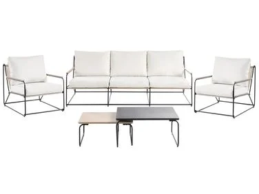 Hagesofasett 5-seters VENARIA med bord Metall Beige/svart v:6766106
