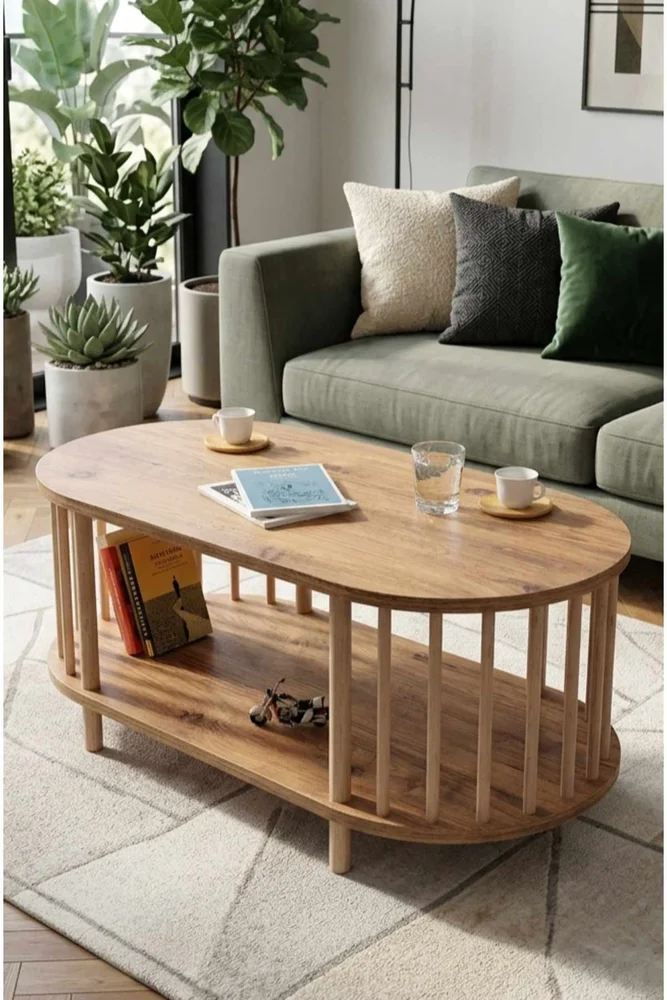 Sofabord Hanah Home Peka Round (90 x 43 x 45 cm) Furu v:7473592