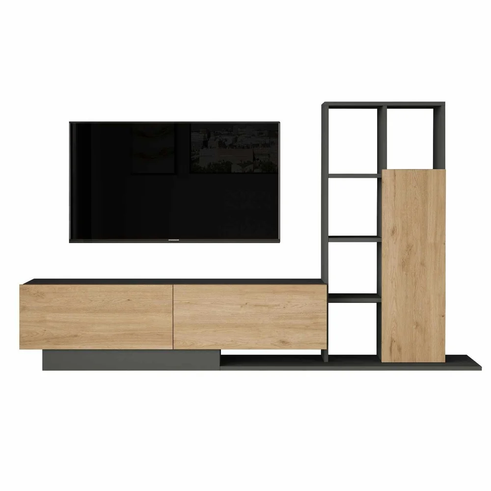 TV-benk Skye Decor Eska (201,2 x 123,6 x 29,5 cm) Naturlig antrasitt v:1034452