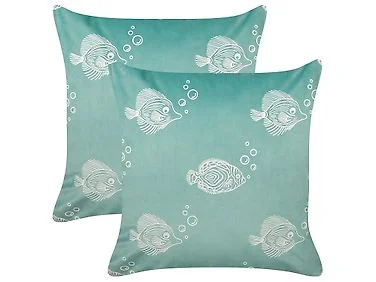 Sett med 2 pynteputer SOLIDAGO 45 x 45 cm Fløyel Grønn v:4886718