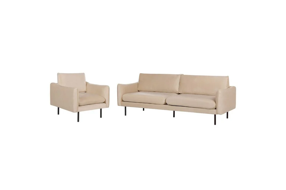 Soffgrupp Beliani Vinterbro Beige/svart, Sammet Beige v:6077604