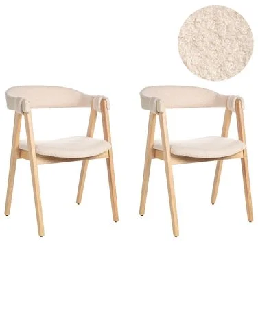 Sett med 2 spisestoler DAY Bouclé Lysebrun/beige v:6158094 Sett med 2 spisestoler DAY Bouclé Lysebrun/beige v:6158094
