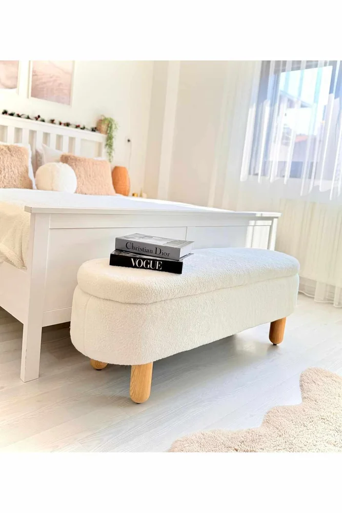 Puff med oppbevaring Atelier Del Sofa Bohem (120 x 44 x 35 cm) Hvit v:3047812