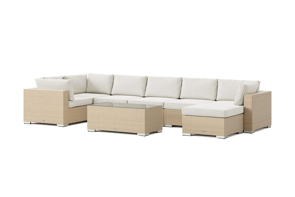 Bahamas U-formet utendørs loungegruppe 7-seters med vendbar divan og bord v:3570967 Bahamas U-formet utendørs loungegruppe 7-seters med vendbar divan og bord v:3570967