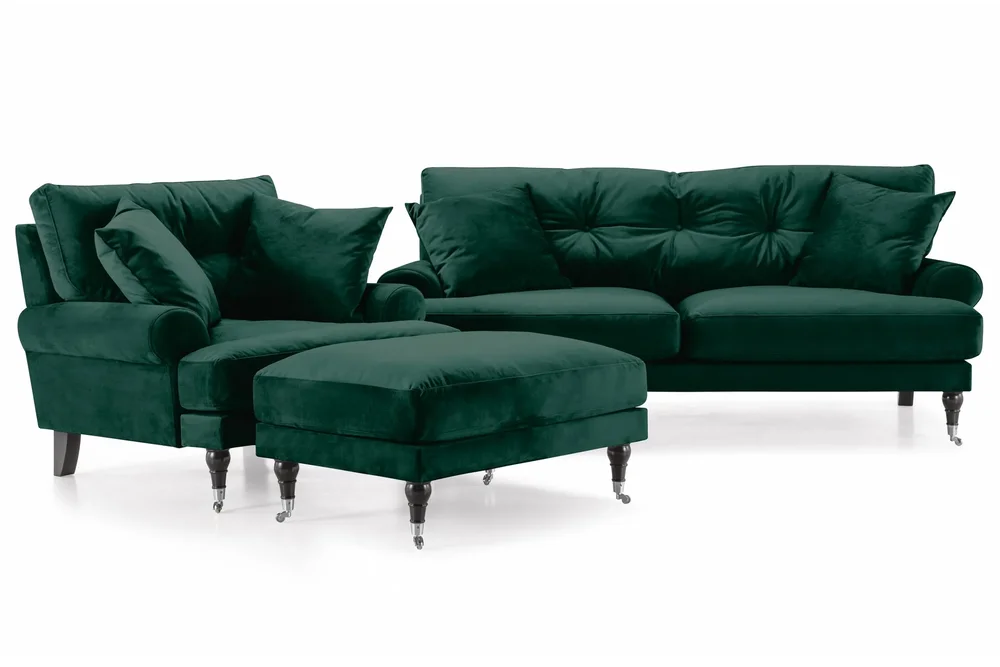 Andrew Sofagruppe 2-seter Sofa + Lenestol + Fotskammel i Fløyel v:2708684