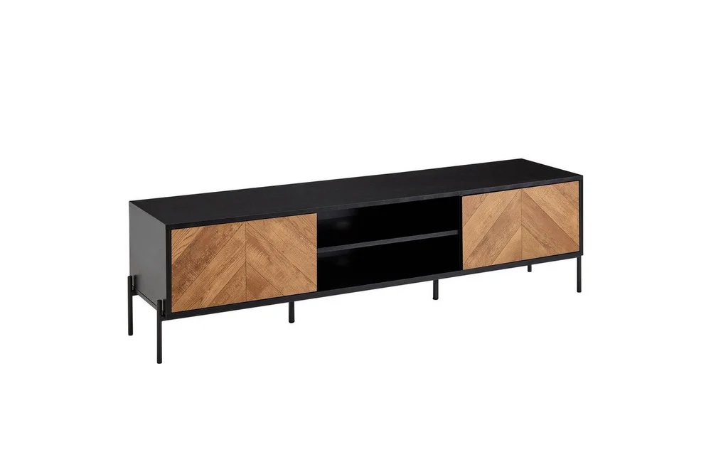 Lavbord Wohnling Eikentre foliert med 2 dører oppbevaringsbrett metallben landlig stil v:5479834