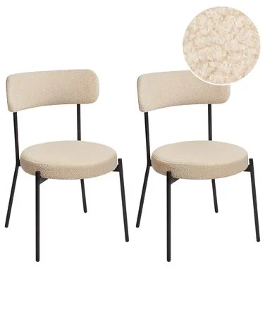 Sett med 2 spisestoler ALLISON Bouclé Lys beige v:5253195