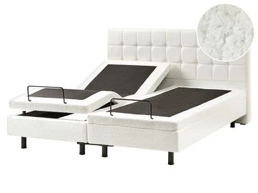 Justerbar seng Bouclé DUKE 160 x 200 cm Off white v:4986546