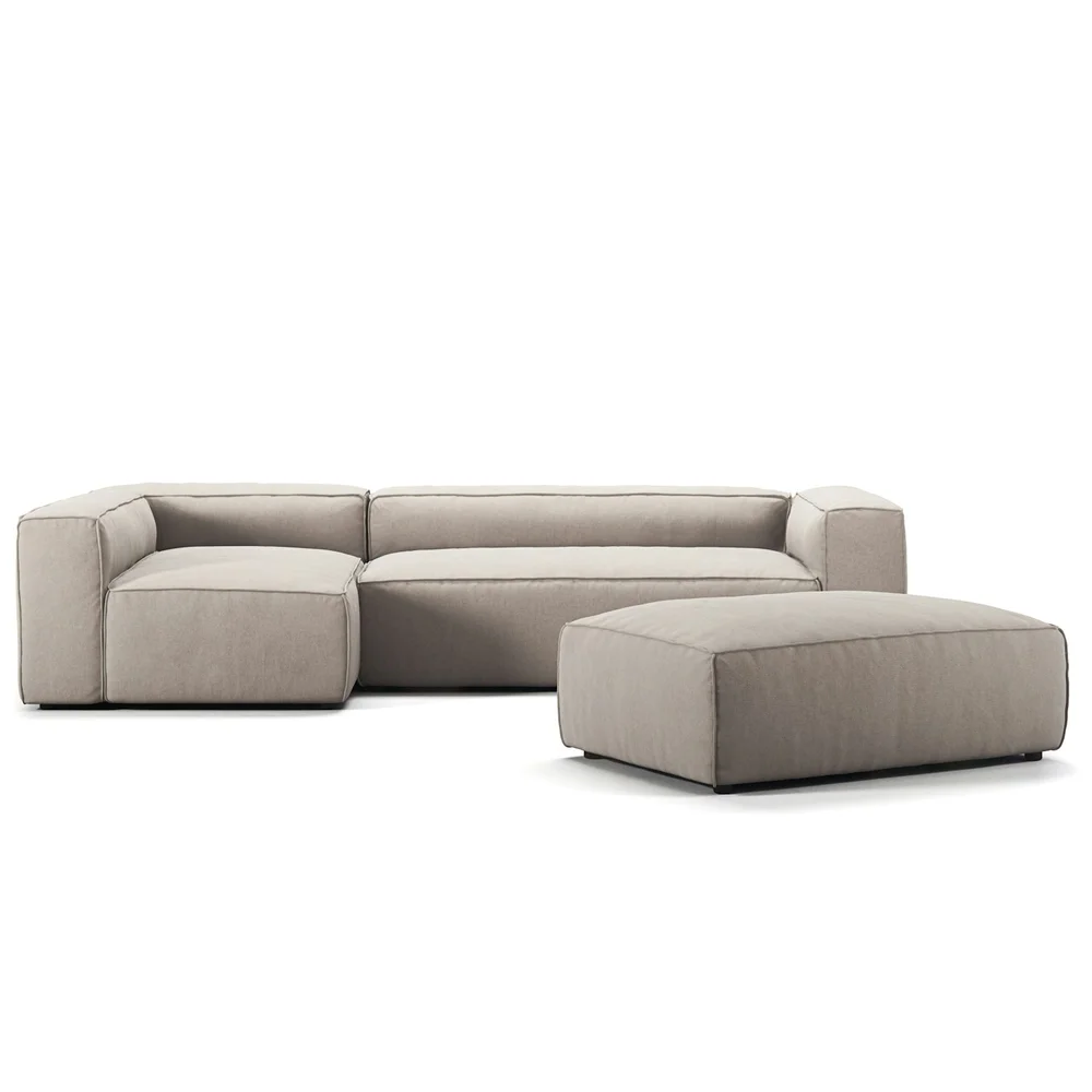 Grand 4-Seter Sofa Divan Venstre åpent endestykke med Fotskammel, Sandshell Beige v:4889057
