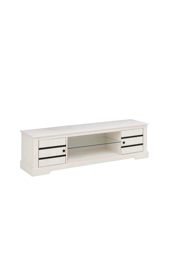 Lav skjenk Loki 2 dører/1 glasshylle – Hvit m v:1048686