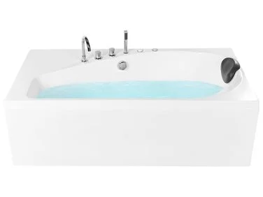 Hjørneboblebad med LED CAURA 175 x 80 cm Hvit Høyrevendt v:1351574 Hjørneboblebad med LED CAURA 175 x 80 cm Hvit Høyrevendt v:1351574