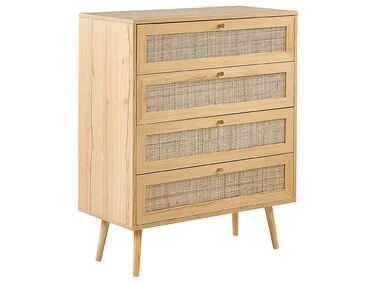 Kommode med 4 skuffer PEROTE Rotting Lysebrun v:4736044