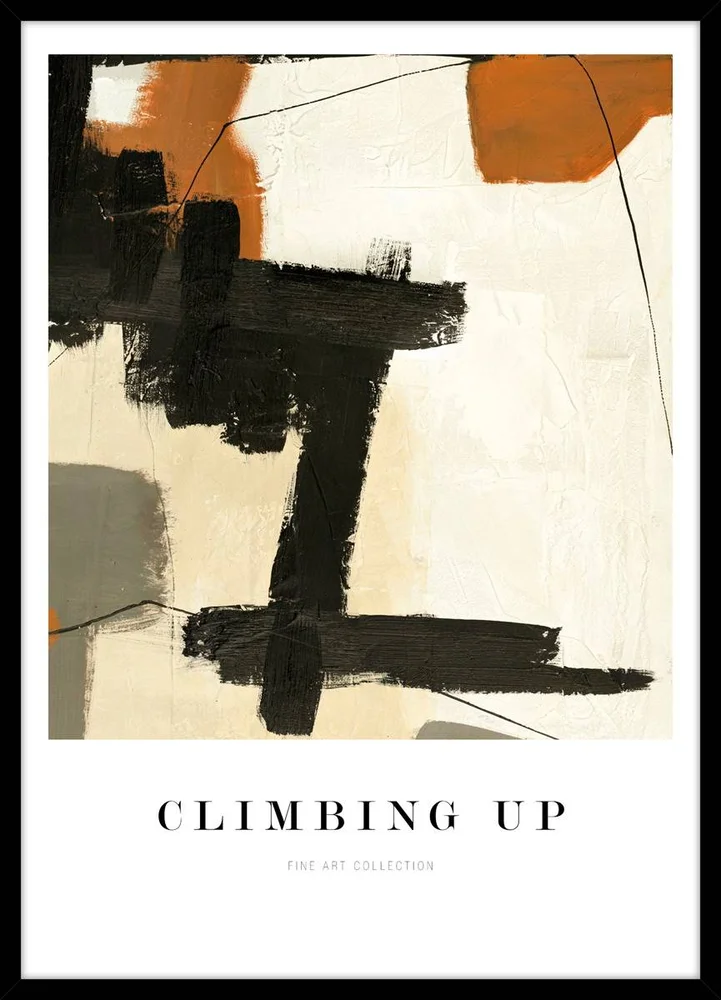 Bilde Climbing up, Svart rammeme – Beige – Dekor | m v:940089
