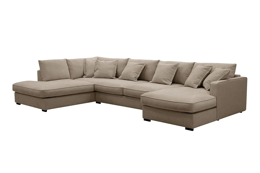 Rossita Lyx 5-seters venstrevendt U-formet ekstra dyp sofa med divan og sjeselong i stoff v:5516501