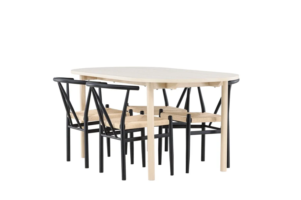 Andy Spisegruppe 180 cm Oval med 4 Alfons stoler v:9611542 Andy Spisegruppe 180 cm Oval med 4 Alfons stoler v:9611542