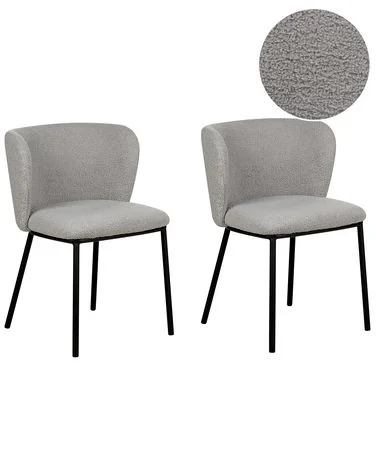 Sett med 2 spisestoler MINA Bouclé Grå v:5961377 Sett med 2 spisestoler MINA Bouclé Grå v:5961377