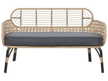 Hagebenk med pute PRATELLO 122 cm PE-rotting Naturlig v:2599027