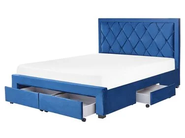 Seng med oppbevaringsskuffer LIEVIN Fløyel Marineblå 160 x 200 cm v:4717436
