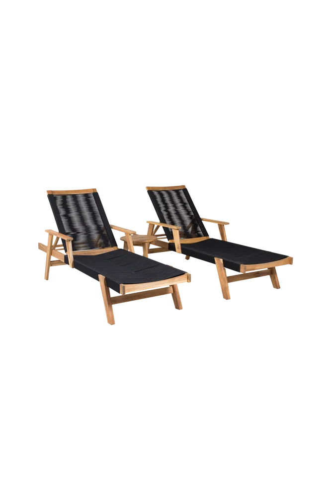 2 Liv solsenger og 1 Celine sidebord – Svart – Utemøbler & hage | m v:2932562