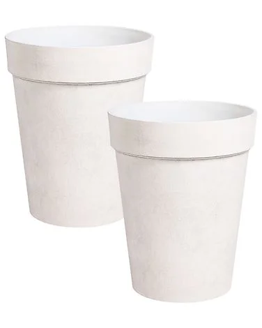 Sett med 2 plantepotter TROLLIUS 41 cm Beige v:4783062