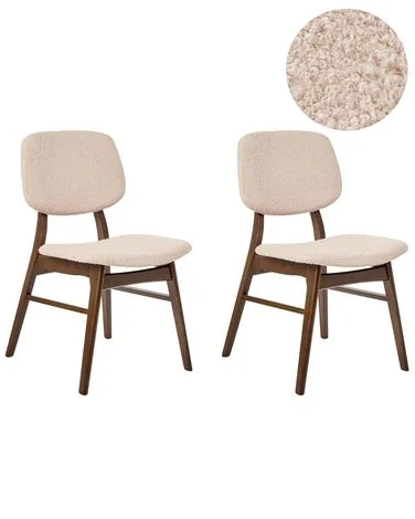 Sett med 2 spisestoler ELAINE Bouclé Mørkebrun/beige v:8092428 Sett med 2 spisestoler ELAINE Bouclé Mørkebrun/beige v:8092428